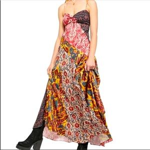 Free People X Revolve Holiday Hero Patchwork Spaghetti Strap Maxi Dress Size 12